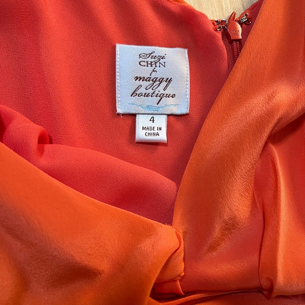 Orange Suzy Chin for Maggy Boutique asymmetrical cocktail dress - Picture 5 of 10